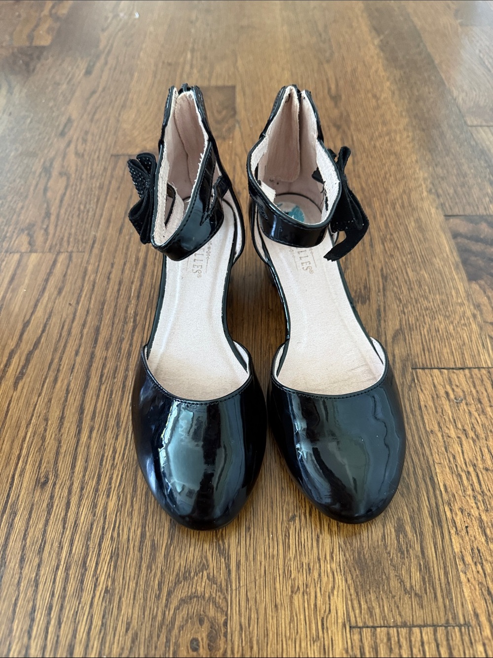 Seychelles Black Patent Ankle-Strap Dress Shoes with Bow Accent